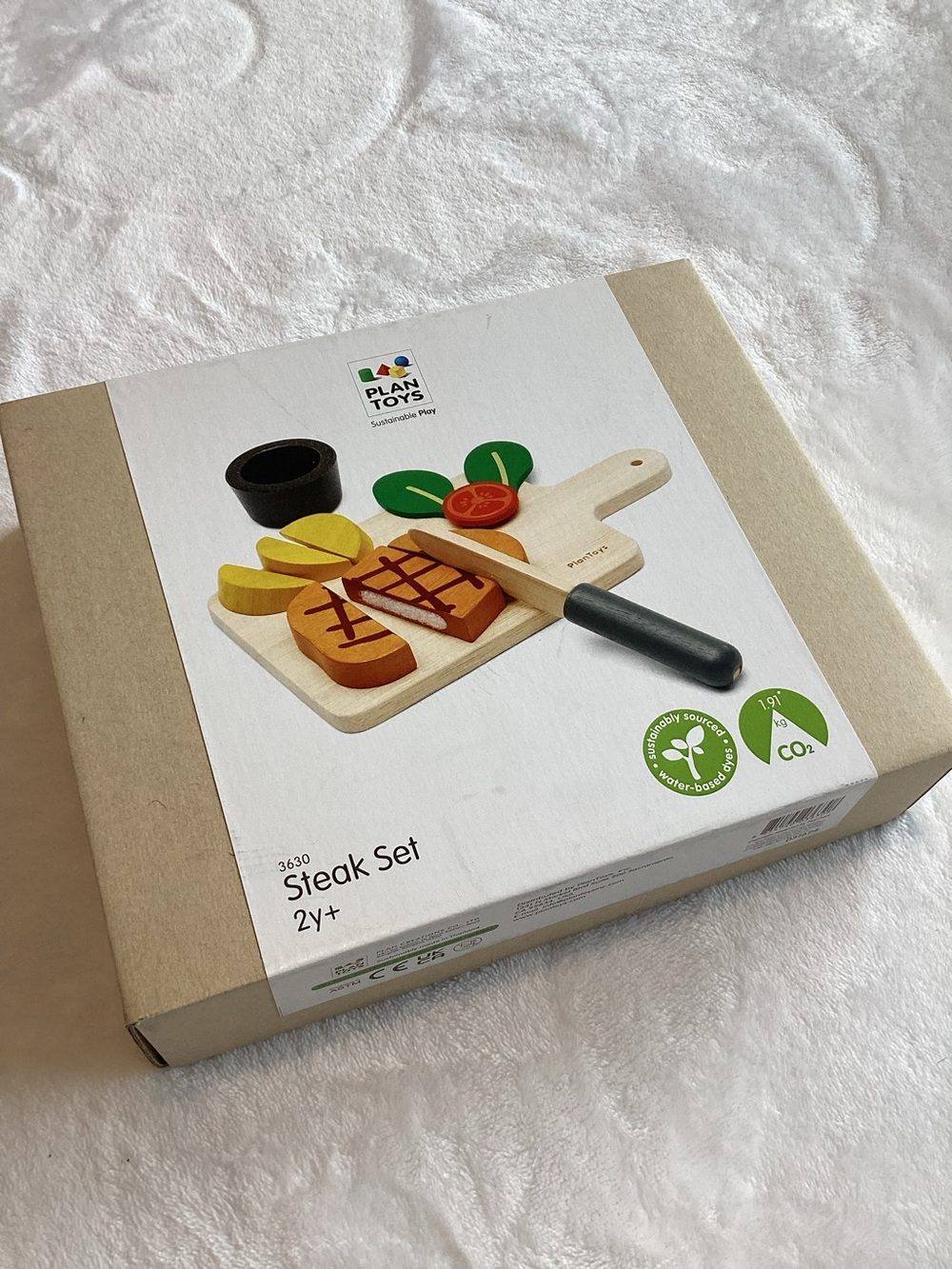 Plan Toys Natural Wooden Toy Play Cooking Children’s Kitchen Steak Set New